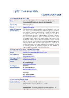 Fact Sheet 2018-2019