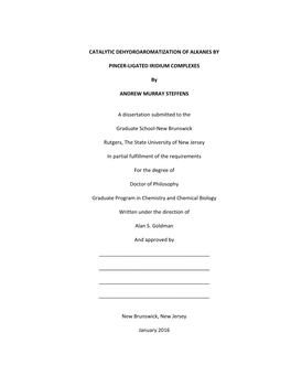 Catalytic Dehydroaromatization of Alkanes By