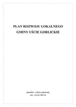 Plan Rozwoju Lokalnego Gminy Uście Gorlickie