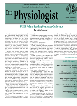 February 2002 FASEB Federal Funding Consensus Conference Executive Summary