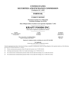 KRAFT FOODS INC. (Exact Name of Registrant As Specified in Its Charter)