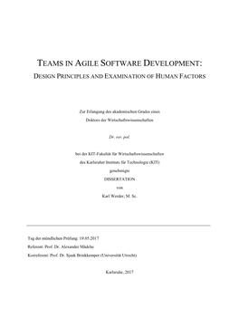 Teams in Agile Software Development: Design Principles and Examination of Human Factors