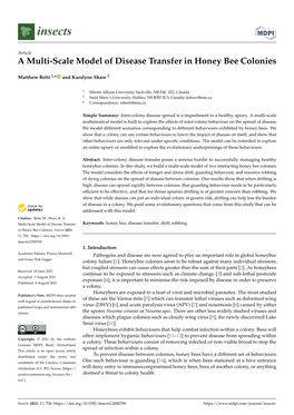 A Multi-Scale Model of Disease Transfer in Honey Bee Colonies