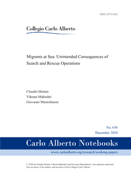 Migrants at Sea: Unintended Consequences of Search and Rescue Operations*