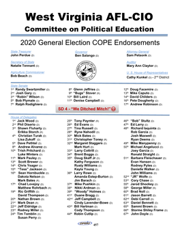 2020 General Election COPE Endorsements