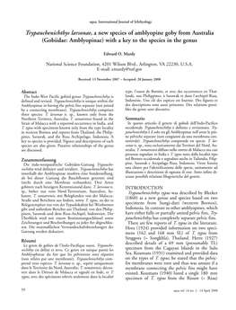 Gobiidae: Amblyopinae) with a Key to the Species in the Genus