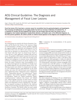 The Diagnosis and Management of Focal Liver Lesions