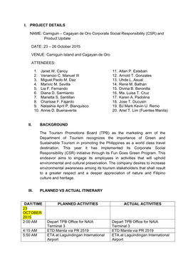 Camiguin CSR Terminal Report