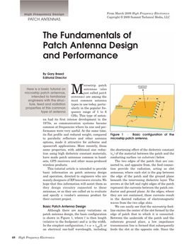 The Fundamentals of Patch Antenna Design and Performance