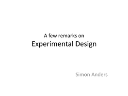 Experimental Design