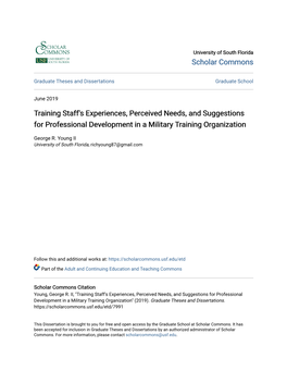 Training Staff's Experiences, Perceived Needs, and Suggestions for Professional Development in a Military Training Organization
