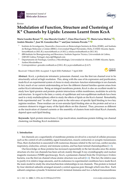 Modulation of Function, Structure and Clustering of K Channels by Lipids: Lessons Learnt from Kcsa