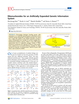 Ribonucleosides for an Artificially Expanded Genetic Information