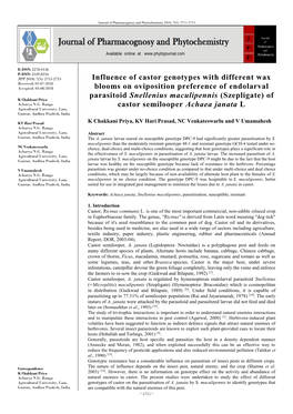 Influence of Castor Genotypes with Different Wax Blooms on Oviposition