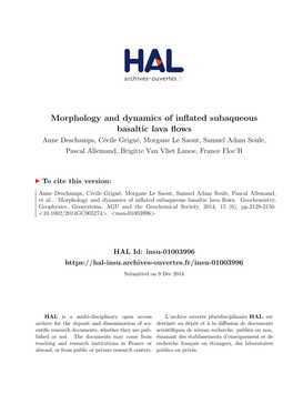 Morphology and Dynamics of Inflated Subaqueous Basaltic Lava Flows