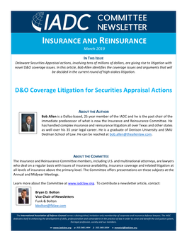 D&O Coverage Litigation for Securities