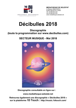 Décibulles 2018 Discographie (Toute La Programmation Sur