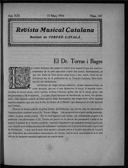 Revista Musical Catalana \ •Butlletí De L'orfeó CATALÀ I