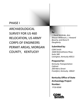 Phase I Archaeological Survey Along US 460 in Morgan County, Kentucky