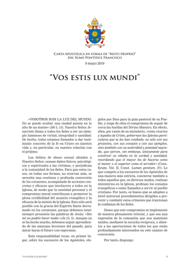 “Vos Estis Lux Mundi”