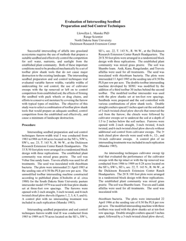 Evaluation of Interseeding Seedbed Preparation and Sod Control Techniques