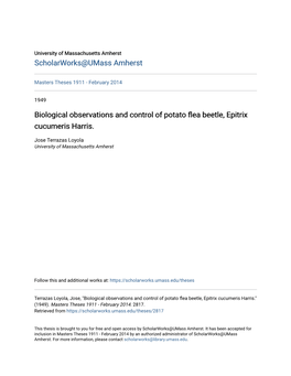 Biological Observations and Control of Potato Flea Beetle, Epitrix Cucumeris Harris