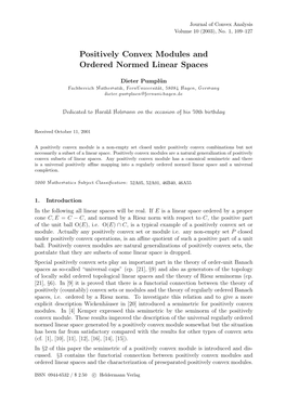 Positively Convex Modules and Ordered Normed Linear Spaces
