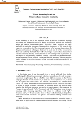 Words Stemming Based on Structural and Semantic Similarity