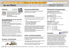 Abfallkalender Au Am Rhein 2021