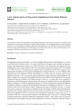 A New Endemic Species of Trigonachras (Sapindaceae) from Sabah, Malaysia (Borneo)