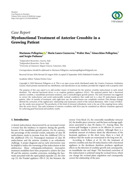 Case Report Myofunctional Treatment of Anterior Crossbite in a Growing Patient