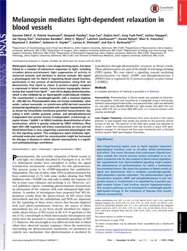 Melanopsin Mediates Light-Dependent Relaxation in Blood Vessels