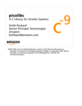 Picolibc a C Library for Smaller Systems