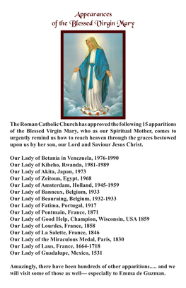 Appearances of the Blessed Virgin Mary