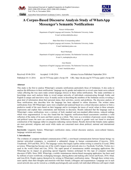 A Corpus-Based Discourse Analysis Study of Whatsapp Messenger's