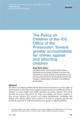 The Policy on Children of the ICC Office of the Prosecutor: Toward