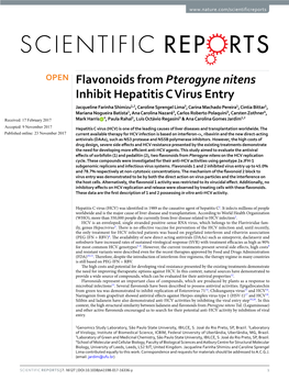 Flavonoids from Pterogyne Nitens Inhibit Hepatitis C Virus Entry