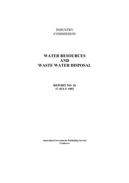 Water Resources and Waste Water Disposal