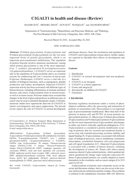 C1GALT1 in Health and Disease (Review)