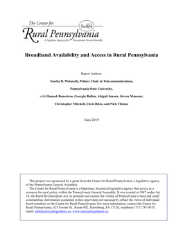 Broadband Availability and Access in Rural Pennsylvania