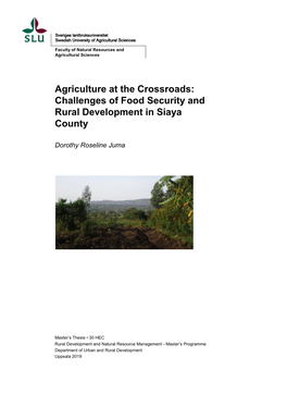 Challenges of Food Security and Rural Development in Siaya County
