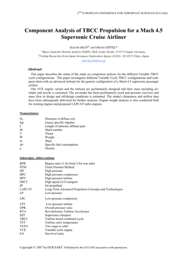 Component Analysis of TBCC Propulsion for a Mach 4.5