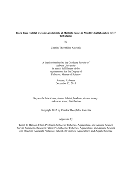 Black Bass Habitat-Use at Multiple Scales in Middle Chattahoochee