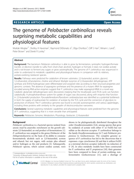 The Genome of Pelobacter Carbinolicus Reveals