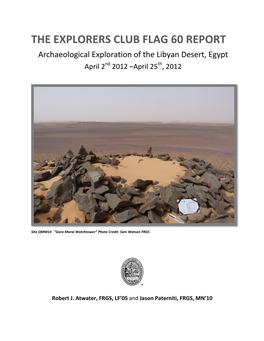 Flag 60 Report Libyan Desert Expedition April 25, 2012