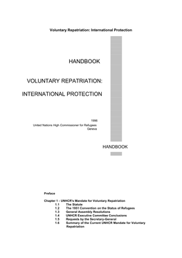 Handbook Voluntary Repatriation