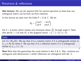 Lecture 42: Orthogonal Matrices & Rotations