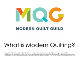 What Is Modern Quilting?