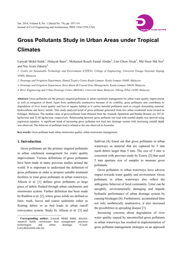 Gross Pollutants Study in Urban Areas Under Tropical Climates