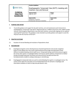 Esophagogastric Tamponade Tube Practice Guideline